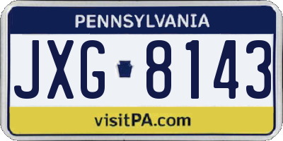 PA license plate JXG8143