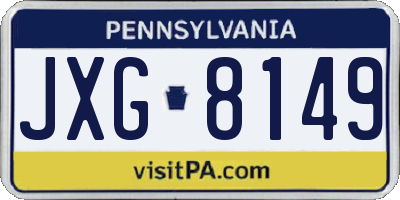PA license plate JXG8149