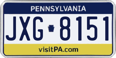 PA license plate JXG8151
