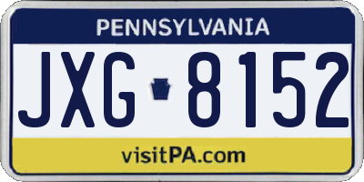 PA license plate JXG8152