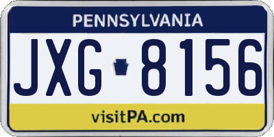 PA license plate JXG8156