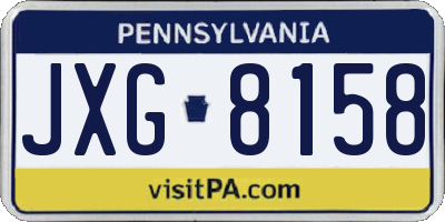 PA license plate JXG8158
