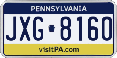 PA license plate JXG8160