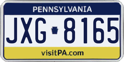 PA license plate JXG8165