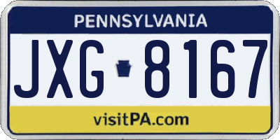 PA license plate JXG8167
