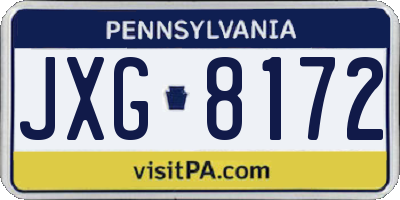 PA license plate JXG8172