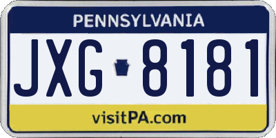 PA license plate JXG8181