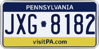 PA license plate JXG8182