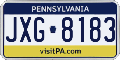 PA license plate JXG8183