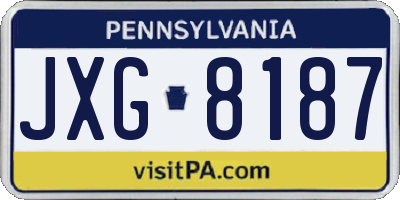 PA license plate JXG8187