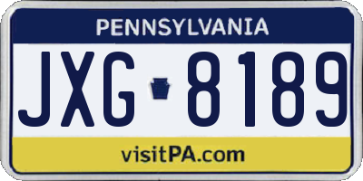 PA license plate JXG8189