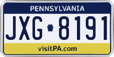 PA license plate JXG8191