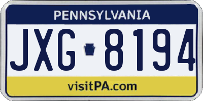 PA license plate JXG8194