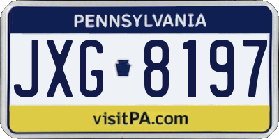 PA license plate JXG8197