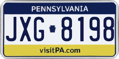 PA license plate JXG8198