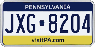 PA license plate JXG8204