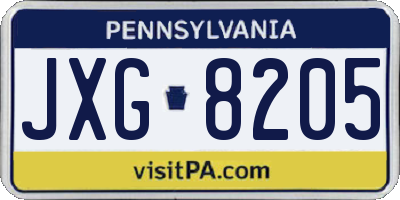 PA license plate JXG8205