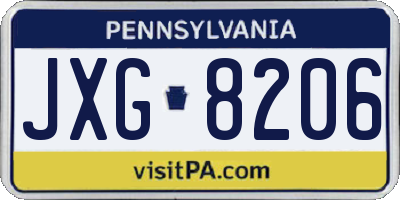 PA license plate JXG8206