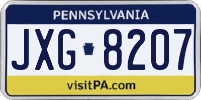 PA license plate JXG8207