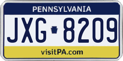 PA license plate JXG8209
