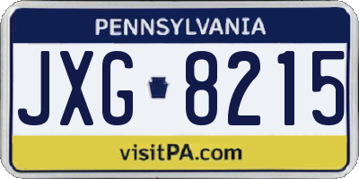 PA license plate JXG8215