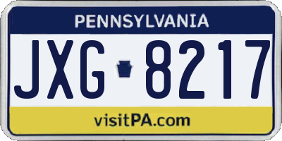 PA license plate JXG8217