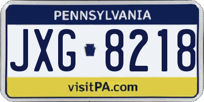 PA license plate JXG8218