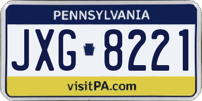 PA license plate JXG8221