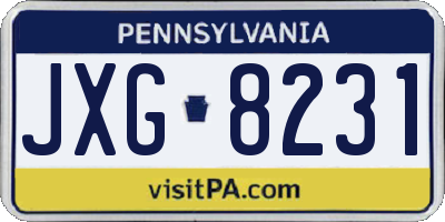 PA license plate JXG8231