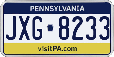 PA license plate JXG8233