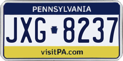 PA license plate JXG8237
