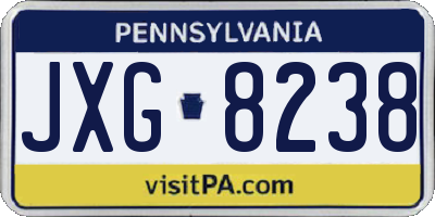 PA license plate JXG8238