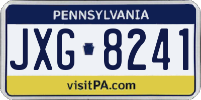 PA license plate JXG8241