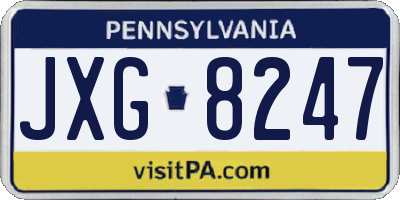 PA license plate JXG8247
