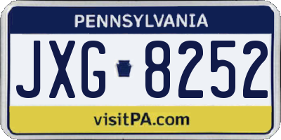 PA license plate JXG8252
