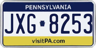 PA license plate JXG8253