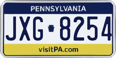 PA license plate JXG8254