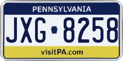 PA license plate JXG8258