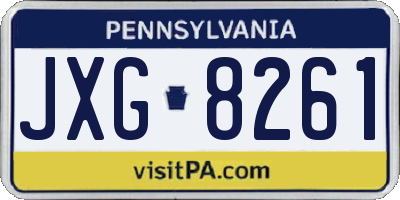 PA license plate JXG8261