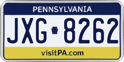 PA license plate JXG8262