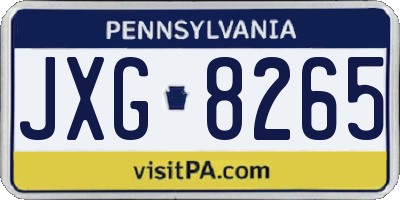 PA license plate JXG8265