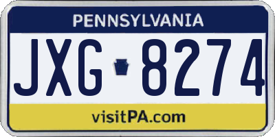 PA license plate JXG8274