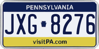 PA license plate JXG8276