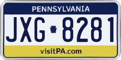 PA license plate JXG8281