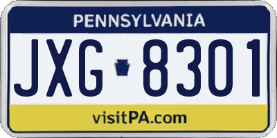 PA license plate JXG8301