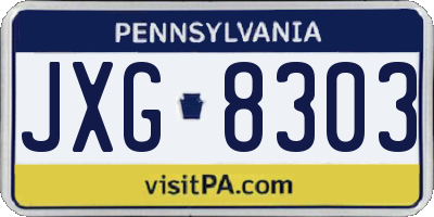PA license plate JXG8303