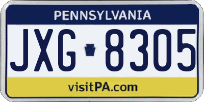 PA license plate JXG8305