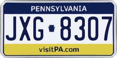 PA license plate JXG8307