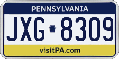 PA license plate JXG8309
