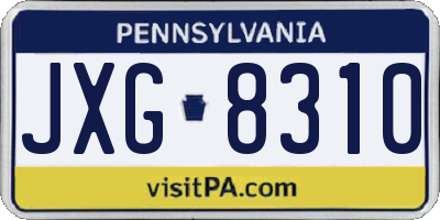 PA license plate JXG8310